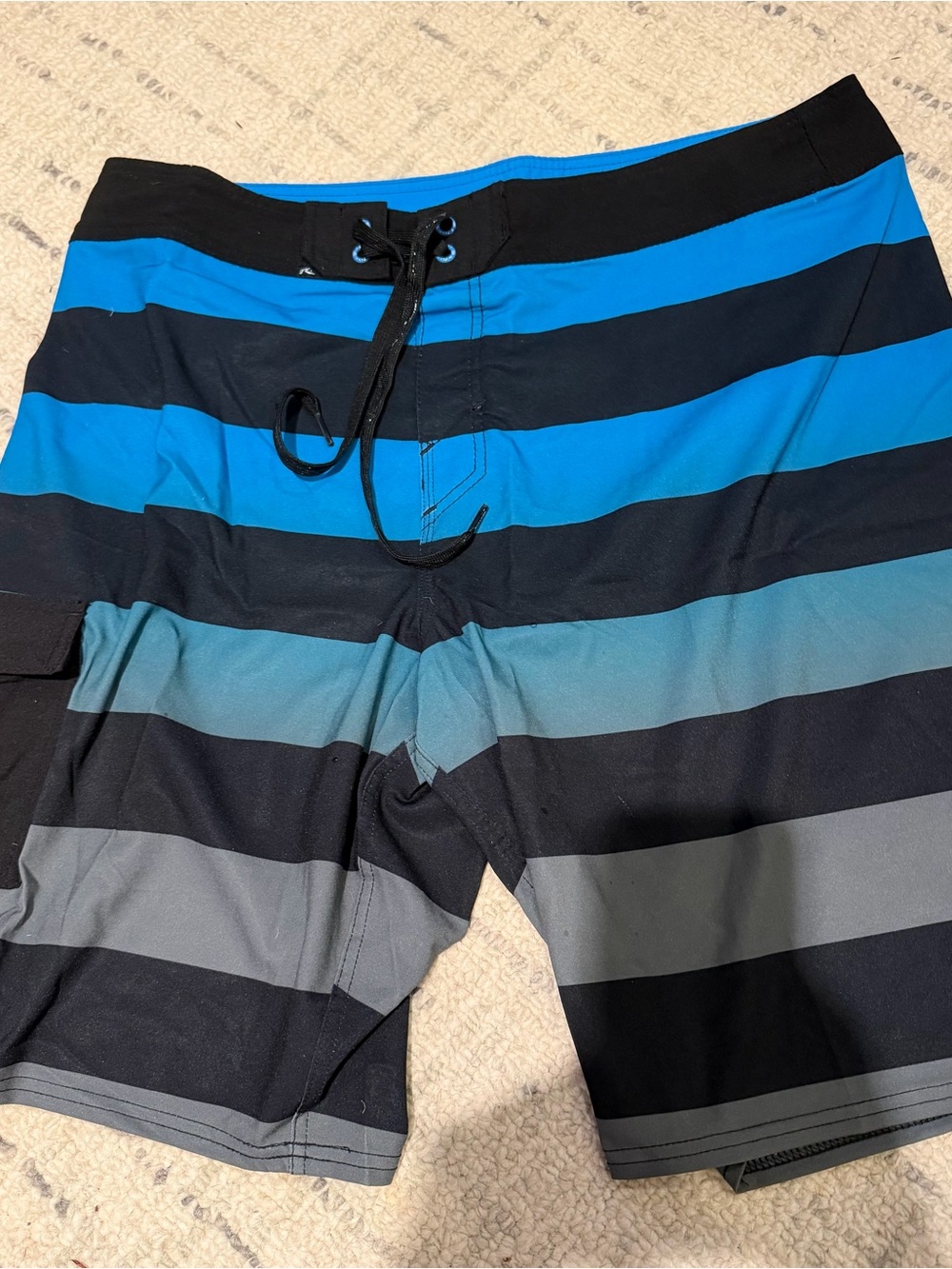 Rusty Blue and Black Striped Board Shorts NWT